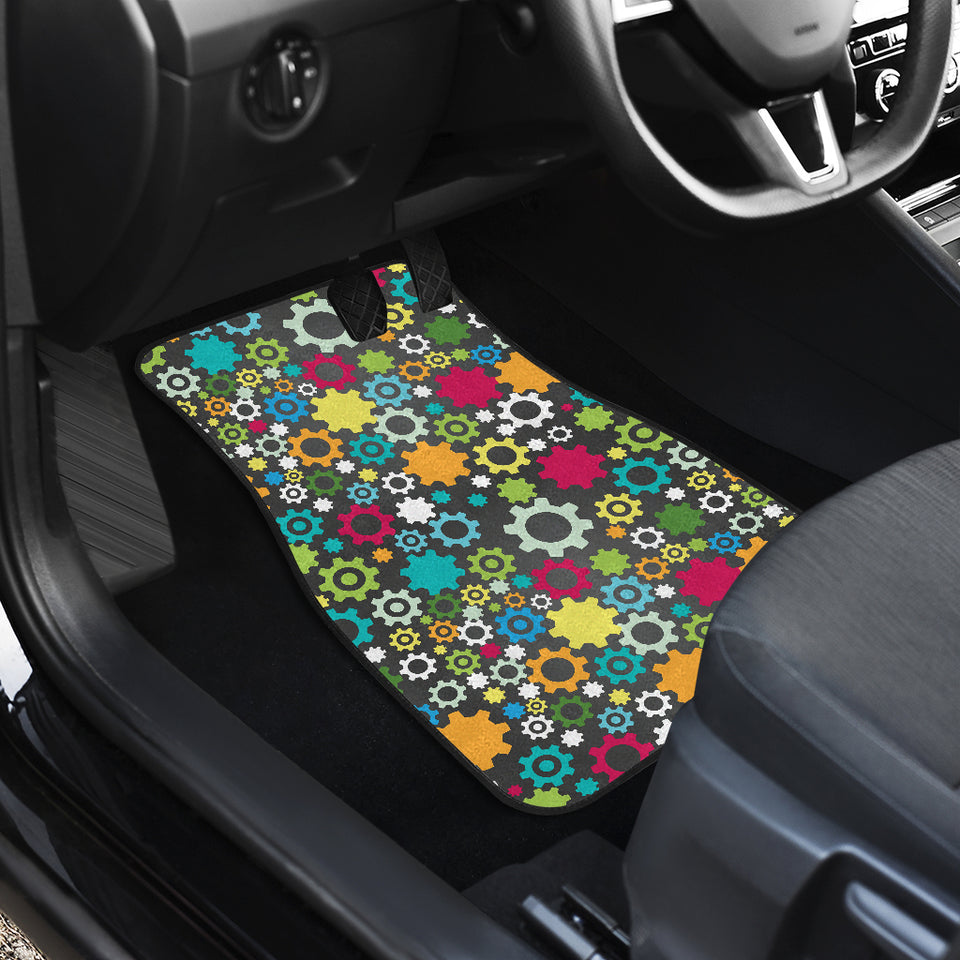 Gear Pattern Print Design 03 Front and Back Car Mats