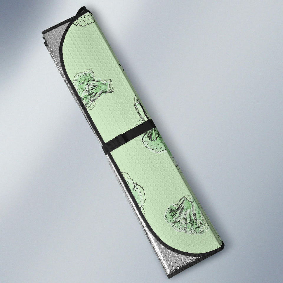 Broccoli Sketch Pattern Car Sun Shade