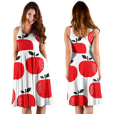 Red Apples White Background Sleeveless Midi Dress