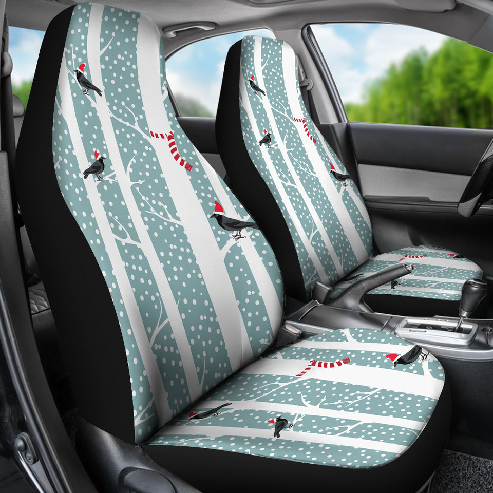 Crows Christmas Hat Scarf Universal Fit Car Seat Covers