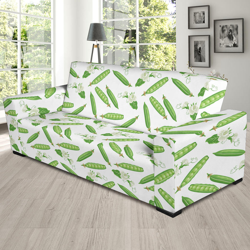 Green Peas Pattern Print Design 04 Sofa Slipcover