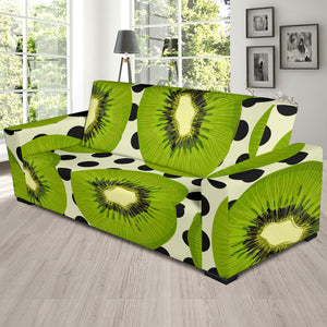 Kiwi Black Dot Background Sofa Slipcover