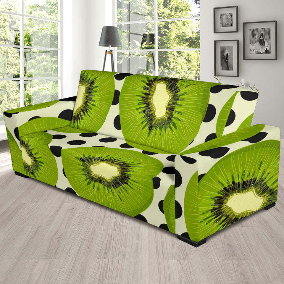 Kiwi Black Dot Background Sofa Slipcover