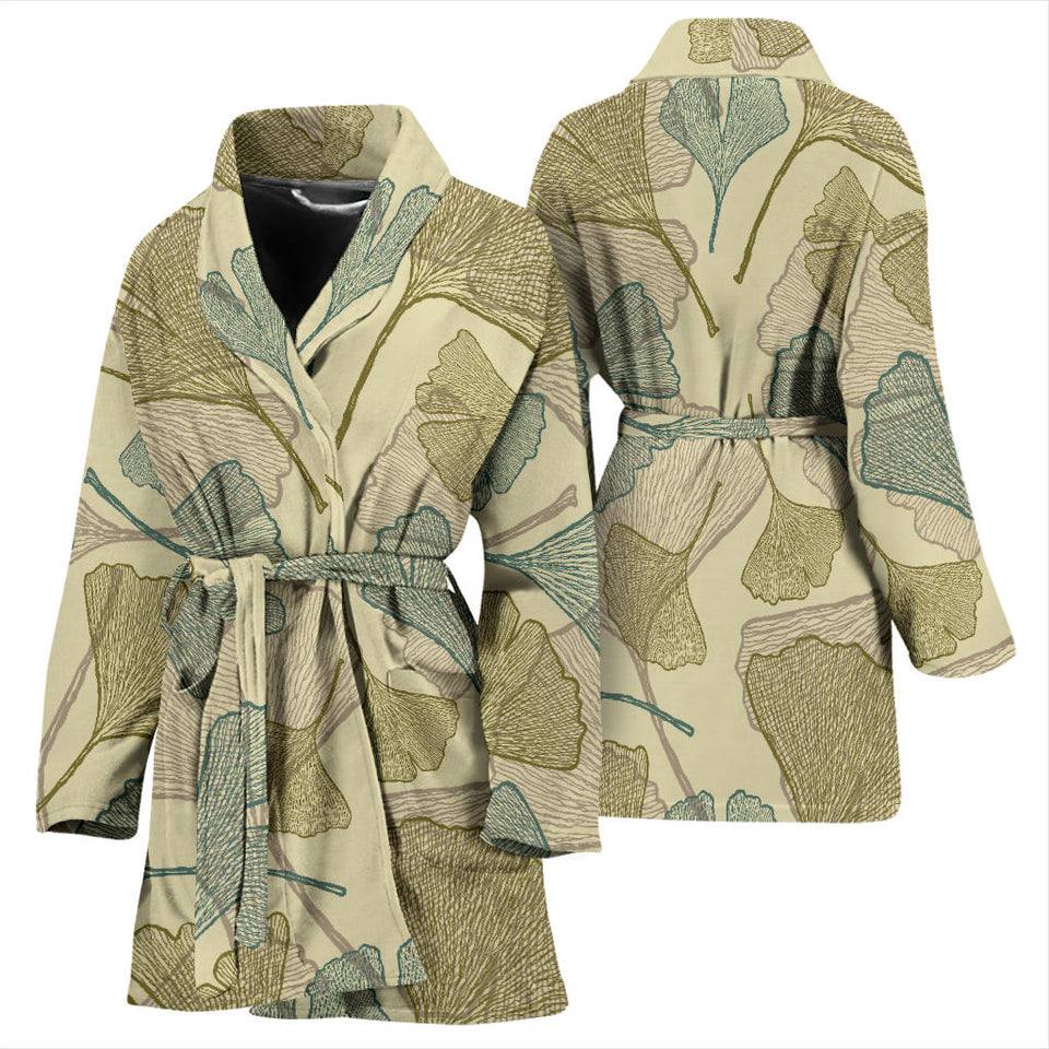 Ginkgo Leaves Design Pattern Women'S Bathrobe