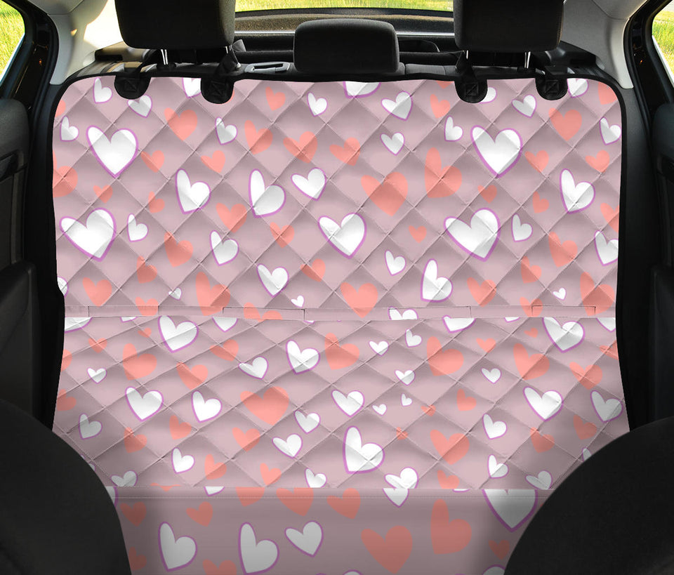 Coral White Heart Pattern Dog Car Seat Covers