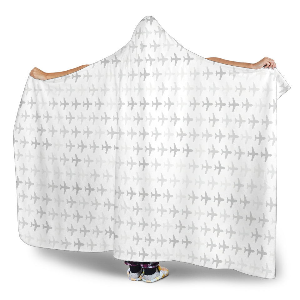 Airplane Print Pattern Hooded Blanket