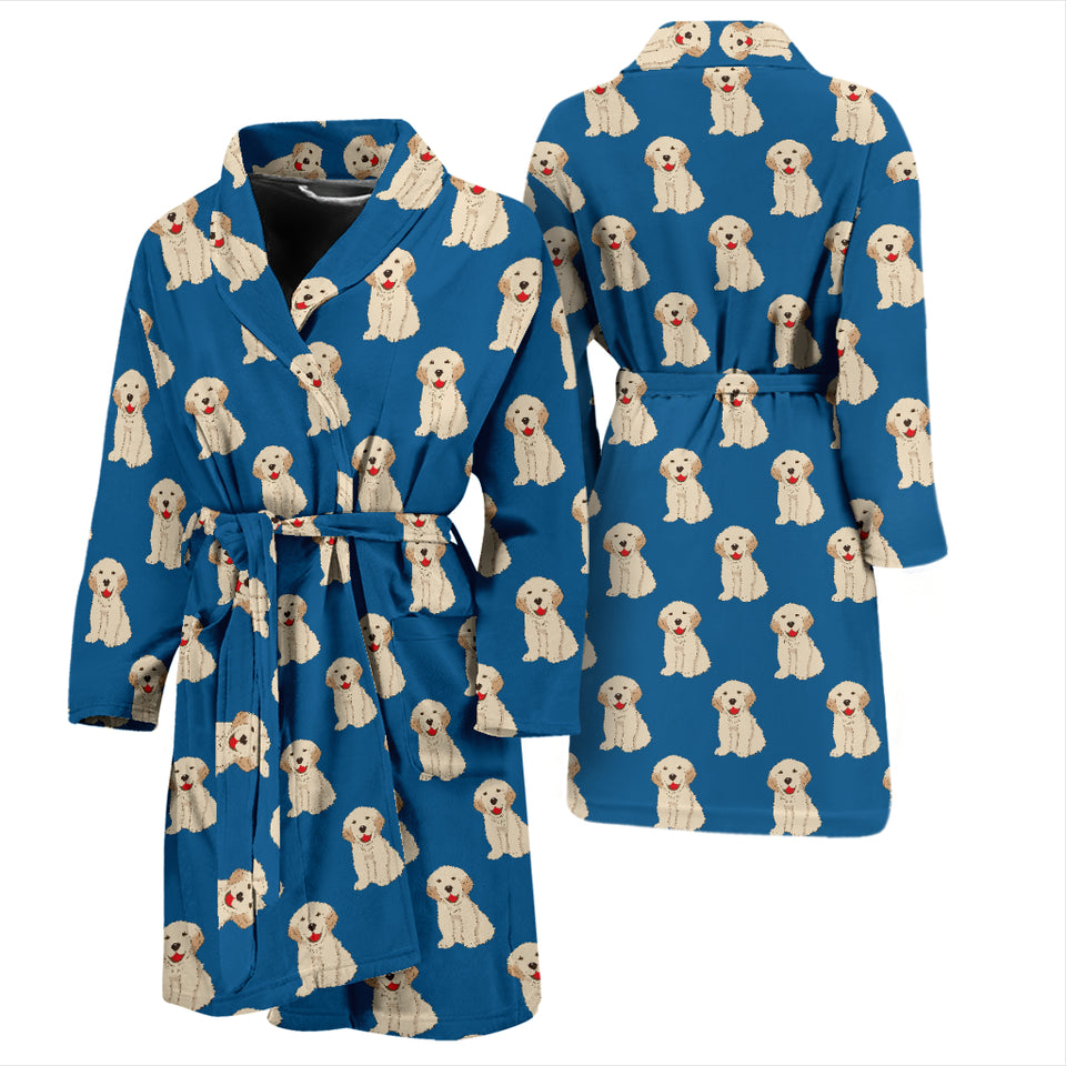 Golden Retriever Pattern Print Design 03 Men's Bathrobe