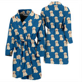 Golden Retriever Pattern Print Design 03 Men's Bathrobe