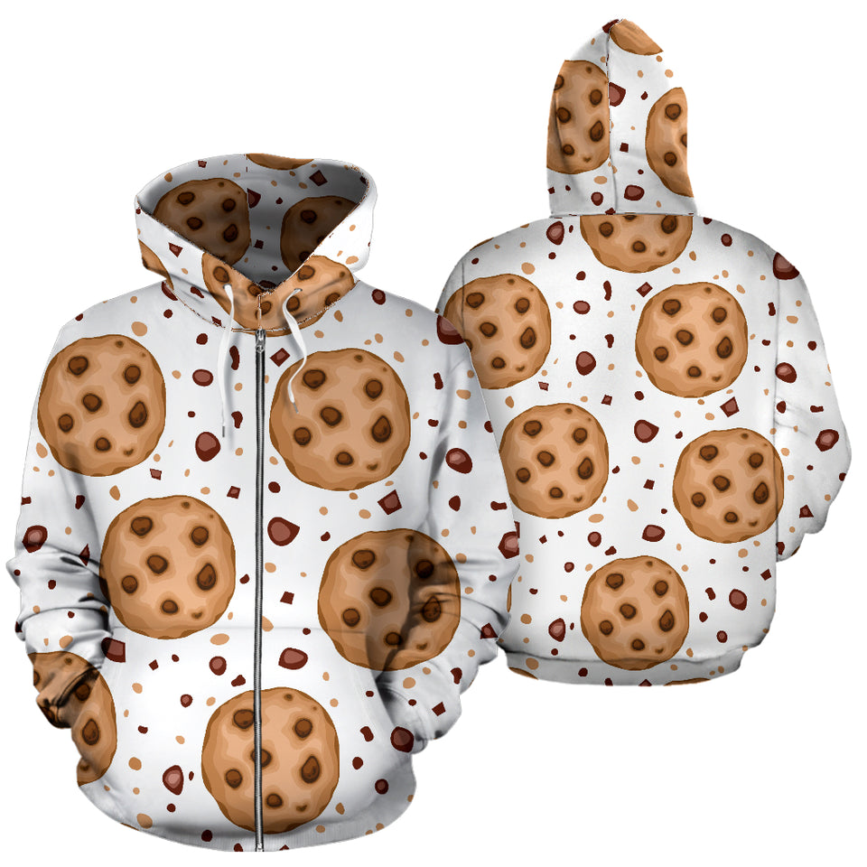 Chocolate Chip Cookie Pattern Zip Up Hoodie