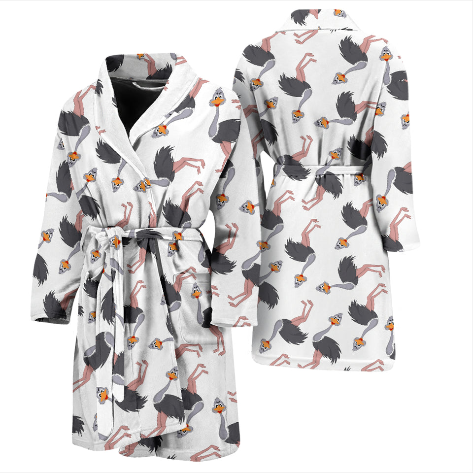 Ostrich Pattern Print Design 02 Men's Bathrobe