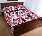 Toucan flower design pattern Quilt Bed Set
