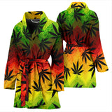 Canabis Marijuana Weed Pattern Print Design 03 Women's Bathrobe