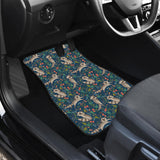 Raccoon Tropical Leaves Pattern Front Car Mats