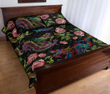 Dragons flower pattern Quilt Bed Set