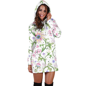 Beautiful Pink Lotus Waterlily Leaves Pattern Women'S Hoodie Dress