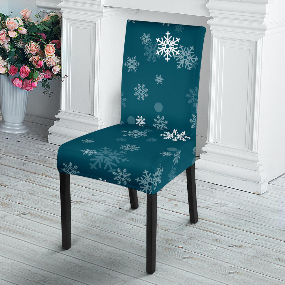 Snowflake Pattern Dark Background Dining Chair Slipcover