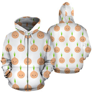 Cute Onions Smiling Faces Zip Up Hoodie