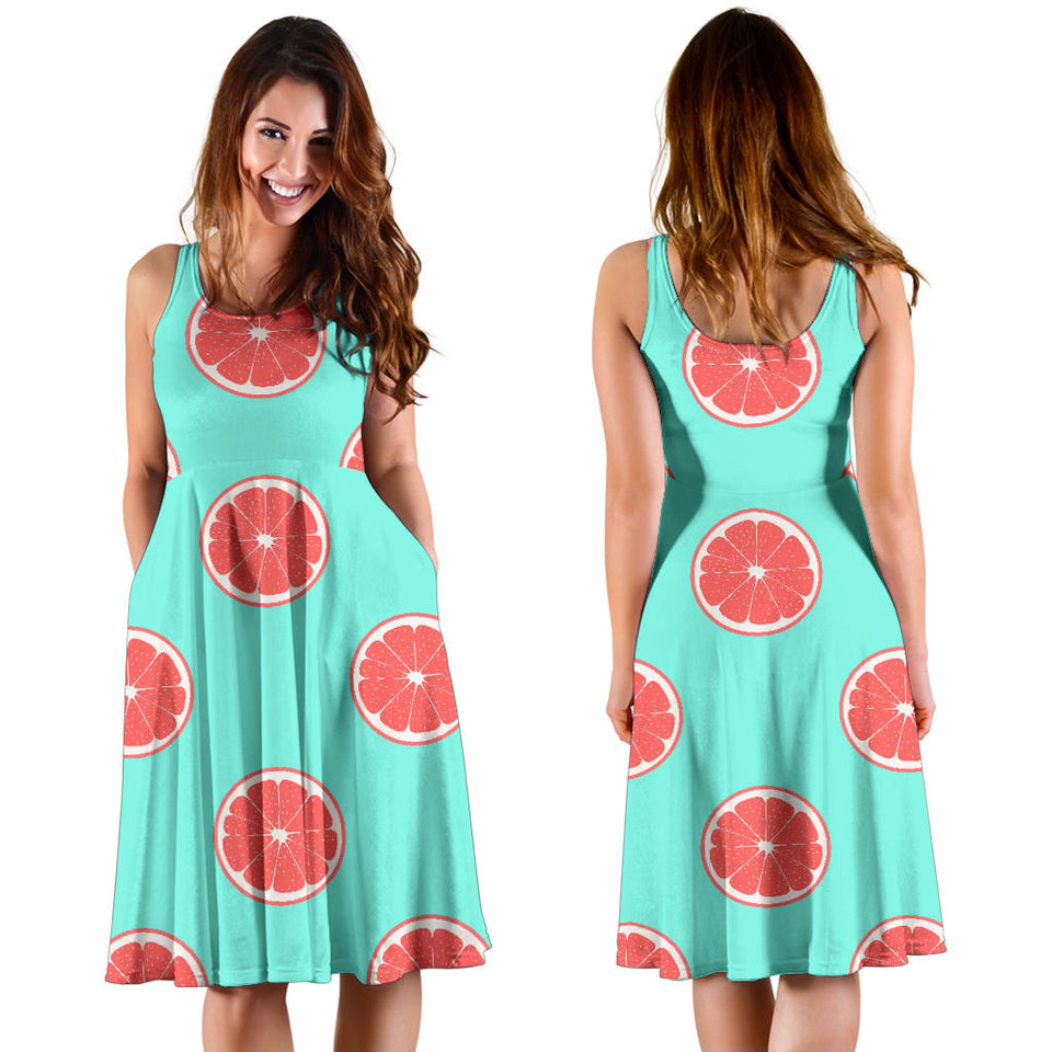 Grapefruit Green Background Sleeveless Midi Dress
