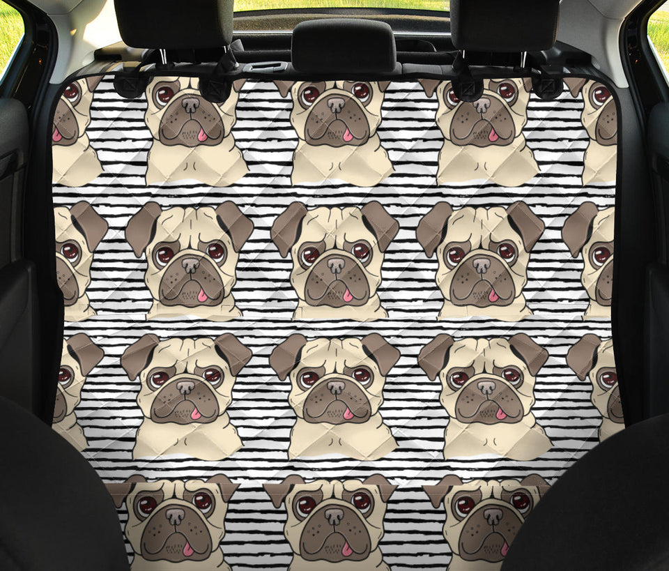 Happy Pug Pattern Dog Car Seat Covers