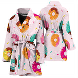 Donut Pattern Glaze Pink Background Women'S Bathrobe