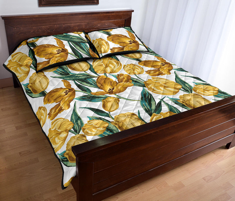 yellow tulips pattern Quilt Bed Set