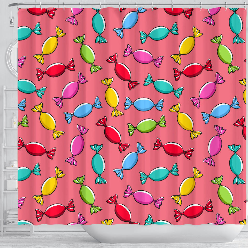 Colorful Wrapped Candy Pattern Shower Curtain Fulfilled In US