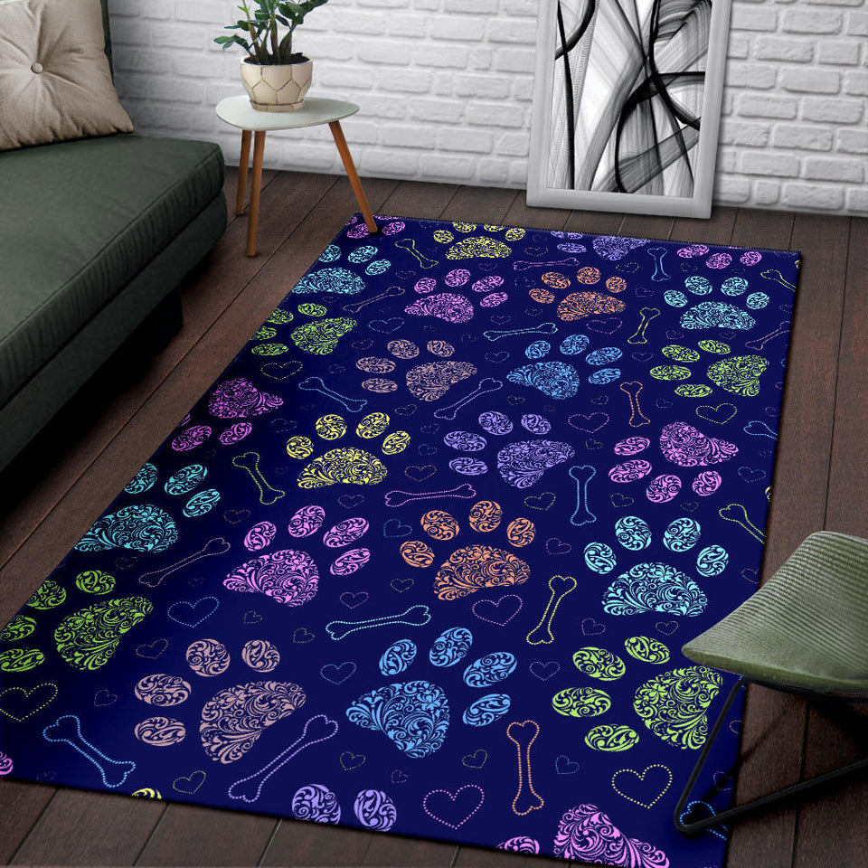 Dog Paws Pattern Print Design 02 Area Rug