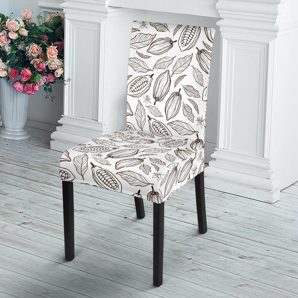 Cocoa Beans Leaves Pattern Dining Chair Slipcover