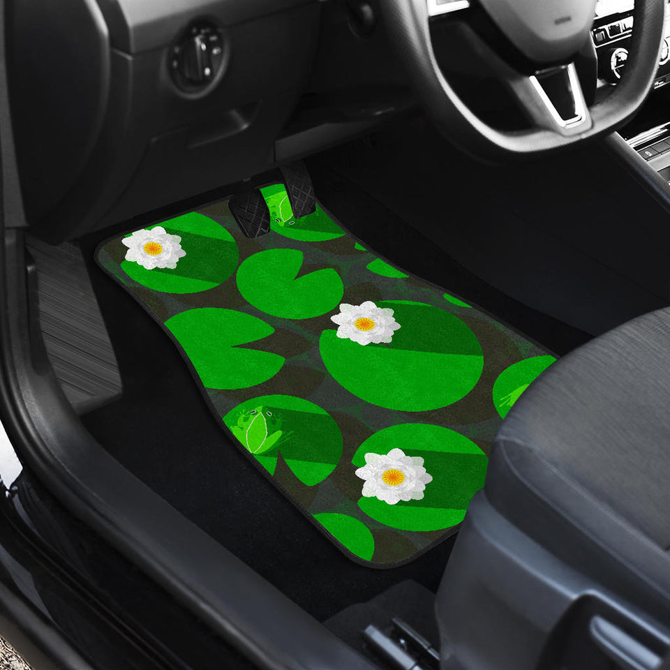 Frog Waterlily Pattern Front And Back Car Mats