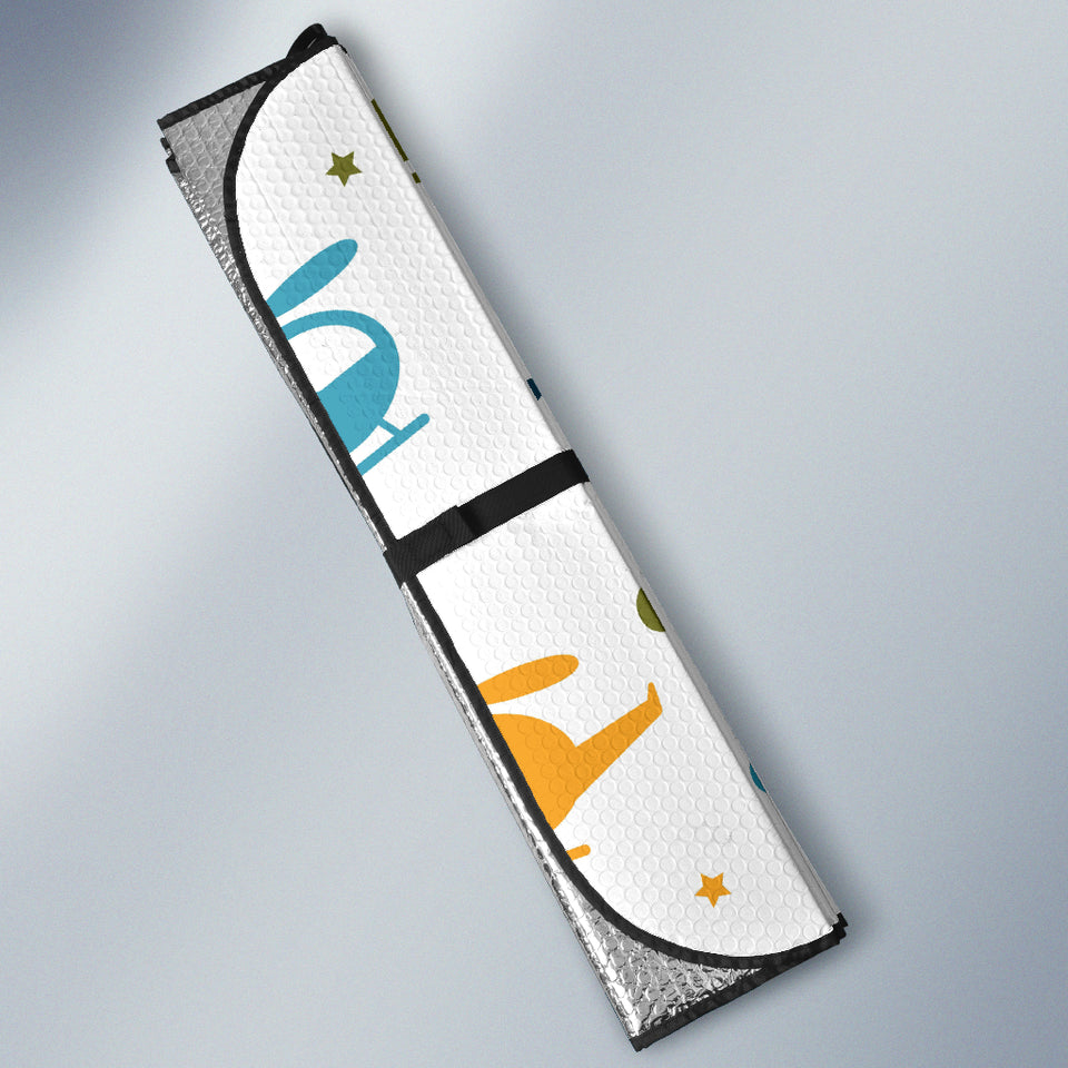 Colorful Helicopter Pattern Car Sun Shade