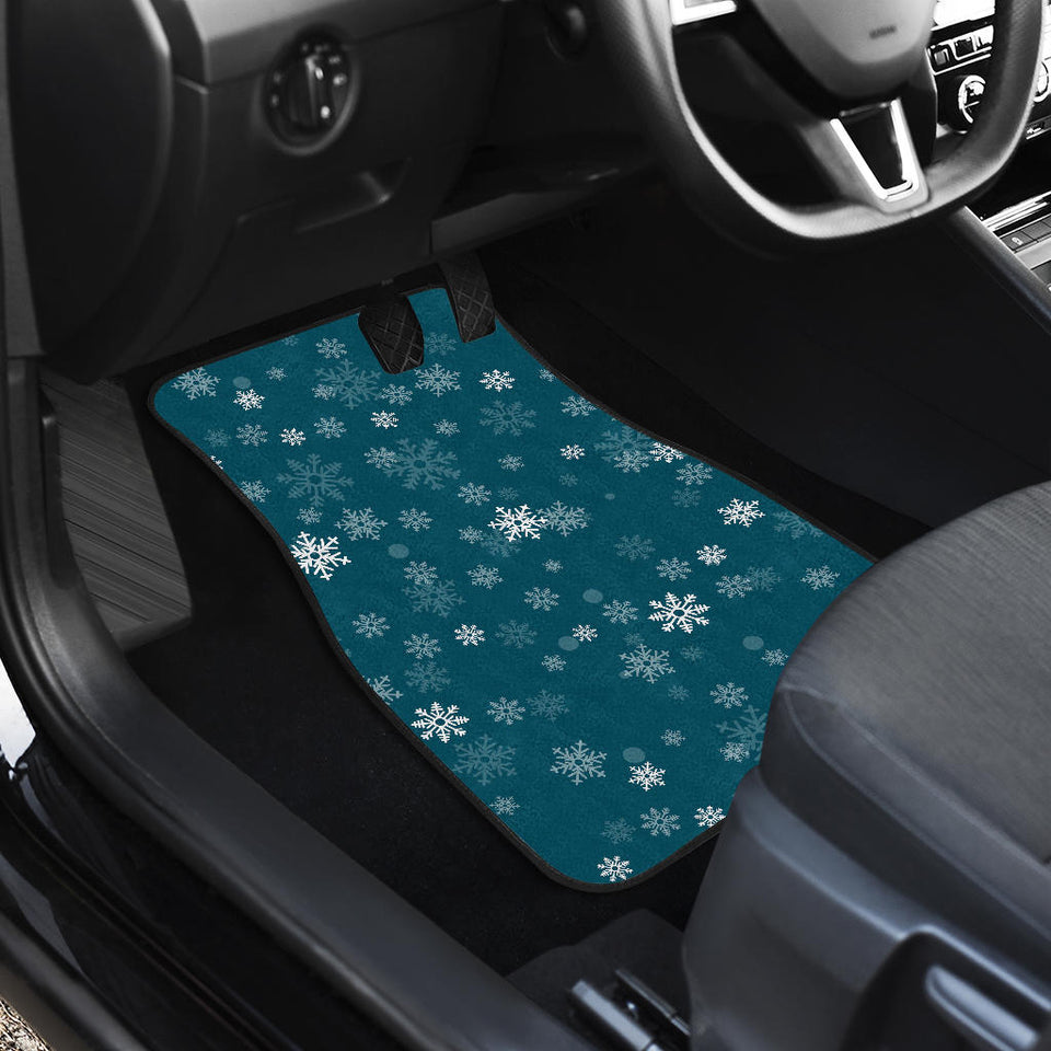 Snowflake Pattern Dark Background Front Car Mats