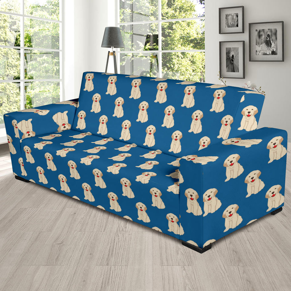 Golden Retriever Pattern Print Design 03 Sofa Slipcover