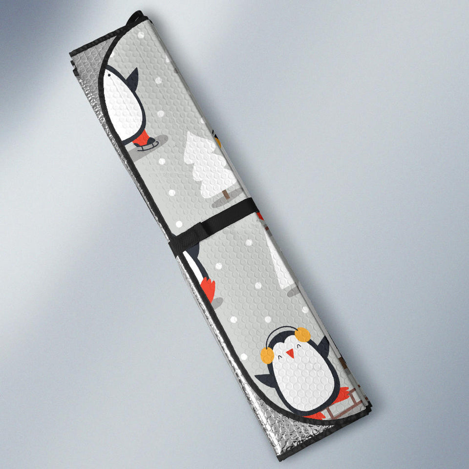 Cute Penguin Christmas Pattern Car Sun Shade