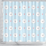 White Cute Pomeranian Pattern Shower Curtain Fulfilled In US