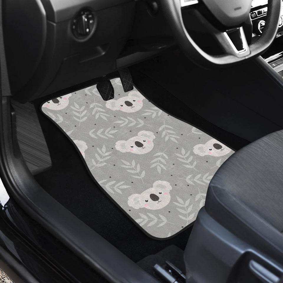 Cute Koala Leaves Pattern Front And Back Car Mats