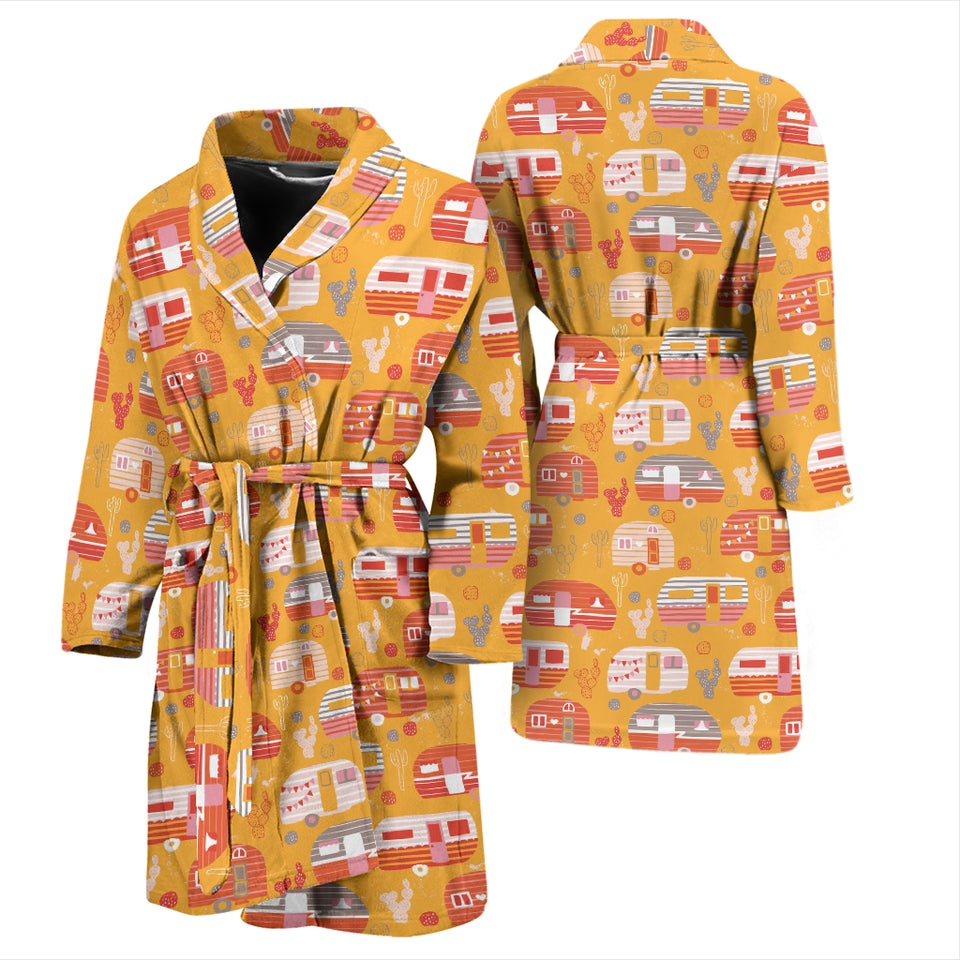 Camper Van Pattern Print Design 04 Men's Bathrobe