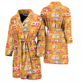 Camper Van Pattern Print Design 04 Men's Bathrobe