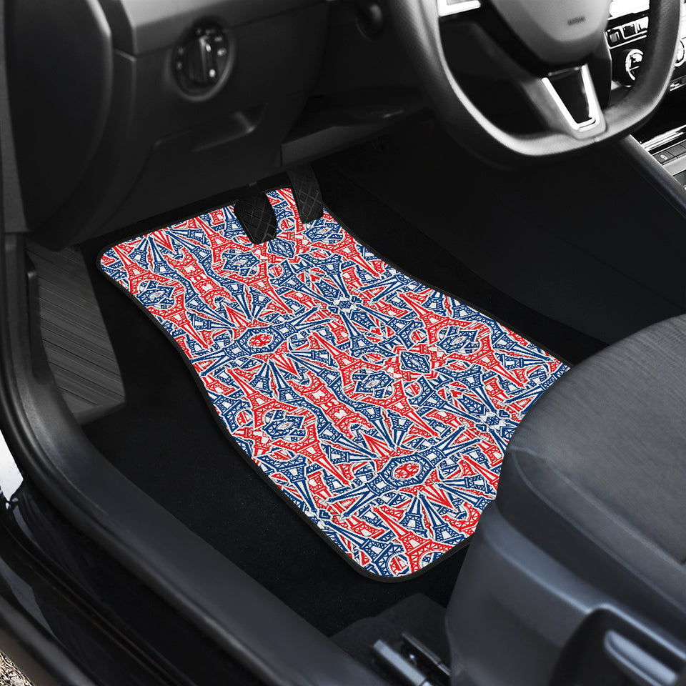 Eiffel Tower Pattern Print Design 02 Front Car Mats