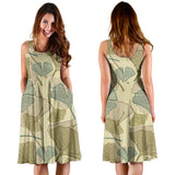 Ginkgo Leaves Design Pattern Sleeveless Midi Dress