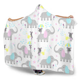 Cute Elephant Mouse Pattern Hooded Blanket