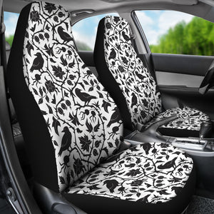 Crow Dark Floral Pattern Universal Fit Car Seat Covers