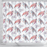 Watercolor Sea Turtle Jellyfish Pattern Shower Curtain Fulfilled In US