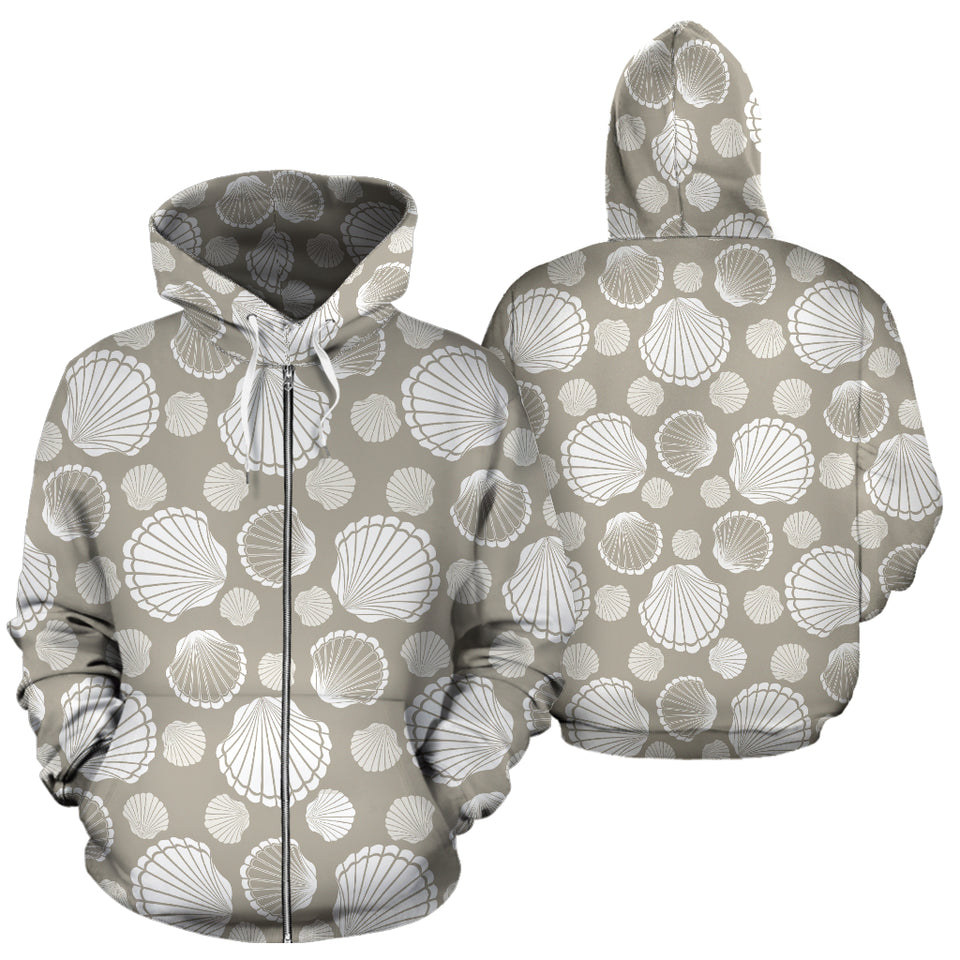 Scallop Shell Pattern Zip Up Hoodie