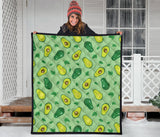 Avocado Pattern Green Background Premium Quilt