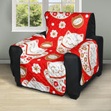 Cute Maneki Neko Lucky Cat red background Recliner Cover Protector