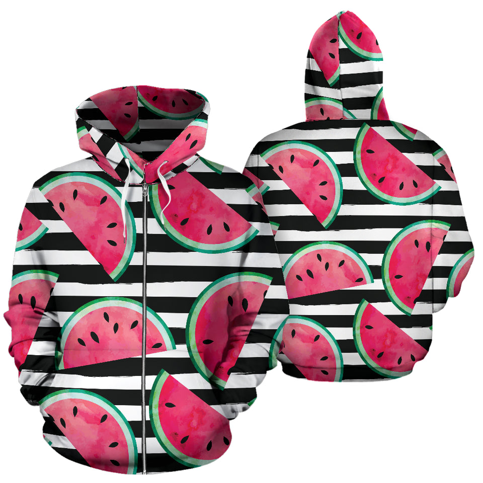 Watercolor Paint Textured Watermelon Pieces Zip Up Hoodie
