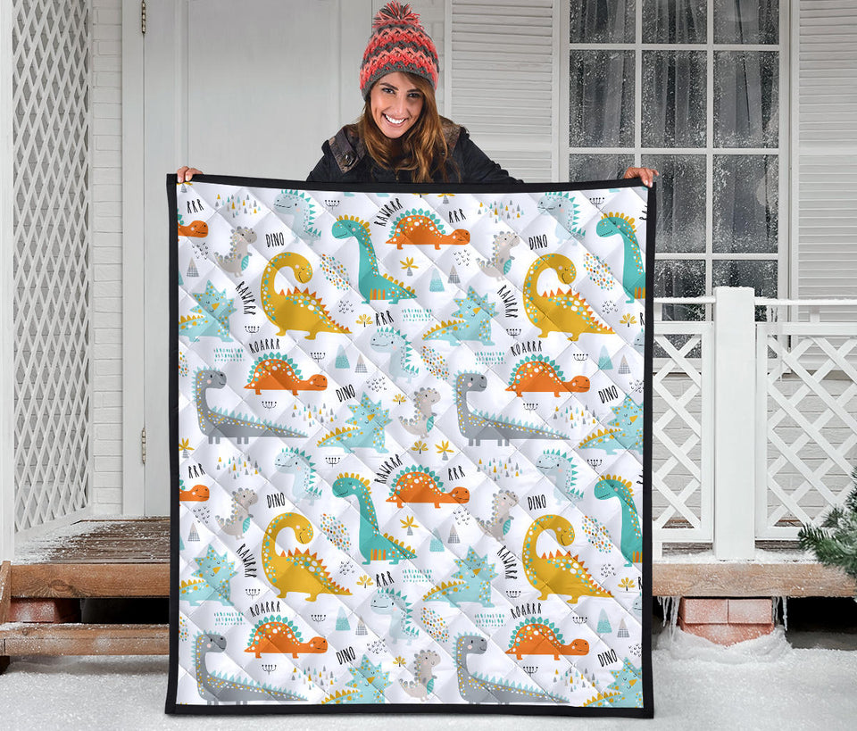 Cute Funny Kids Dinosaurs Pattern Premium Quilt