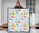 Cute Funny Kids Dinosaurs Pattern Premium Quilt