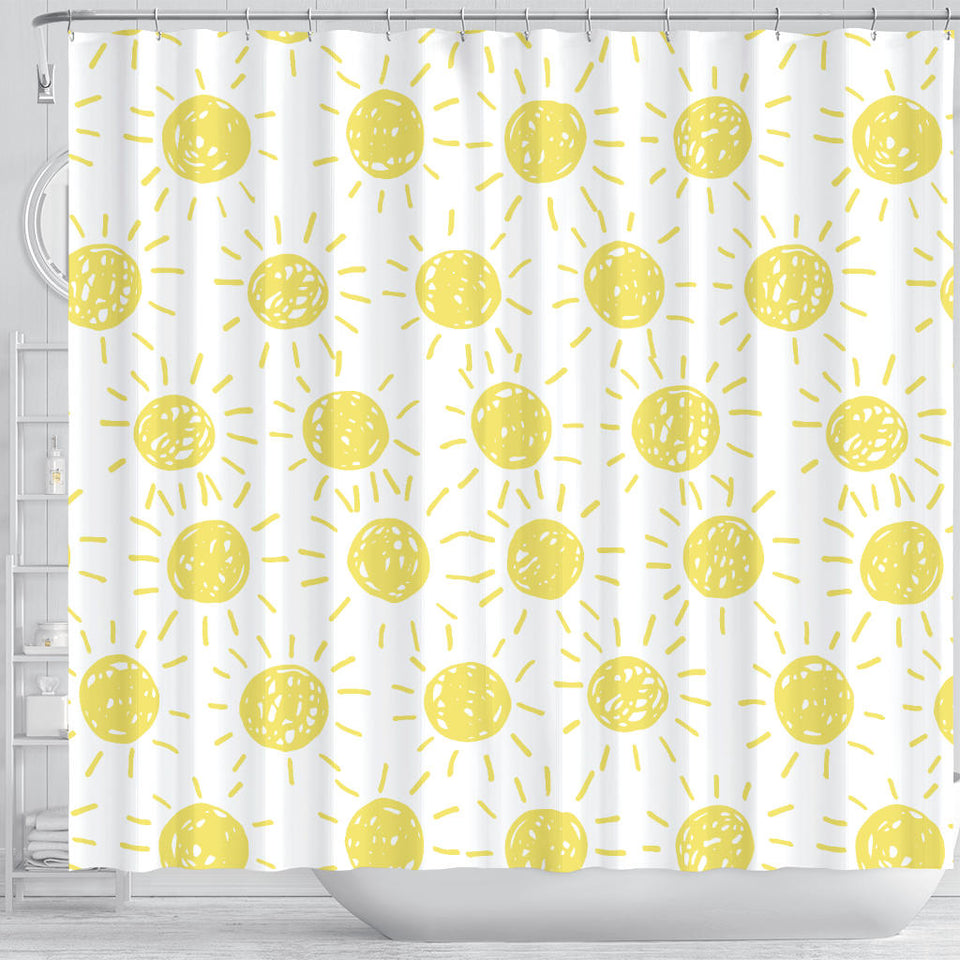 Hand Drawn Sun Pattern Shower Curtain Fulfilled In US