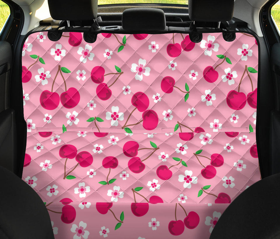 Cherry Flower Pattern Pink Background Dog Car Seat Covers